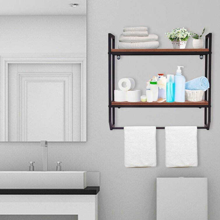 3 tier floating online shelf with towel bar